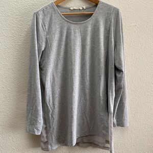 Soft Surroundings Touch of Sheer Tunic Top Large Shirt 2CM00 Gray Blouse Layer